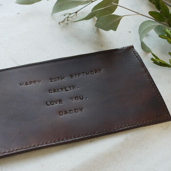 'Personal Message' Handmade Leather Purse, 9 of 12