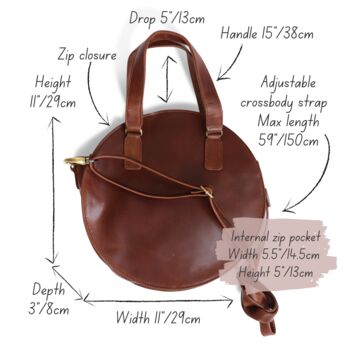Leather Circle Top Handle Shoulder Bag, 5 of 5