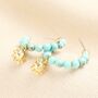 Sun Charm Turquoise Beaded Hoop Earrings In Gold, thumbnail 1 of 3