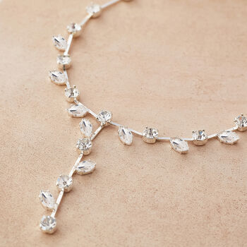 Leaf Shaped Swarovski Crystal Y Necklace, 4 of 10