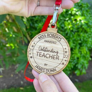 Personalised Outstanding Teacher Medal Thank You Gift, 4 of 5