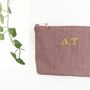Personalised Makeup Pouch, Lavender Linen Pouch Bag, thumbnail 2 of 6