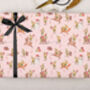 Three Sheets Of Pink Christmas Elf Wrapping Paper, thumbnail 2 of 2