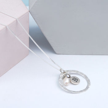 Hammered Sterling Silver Birthstone Necklace, 9 of 12