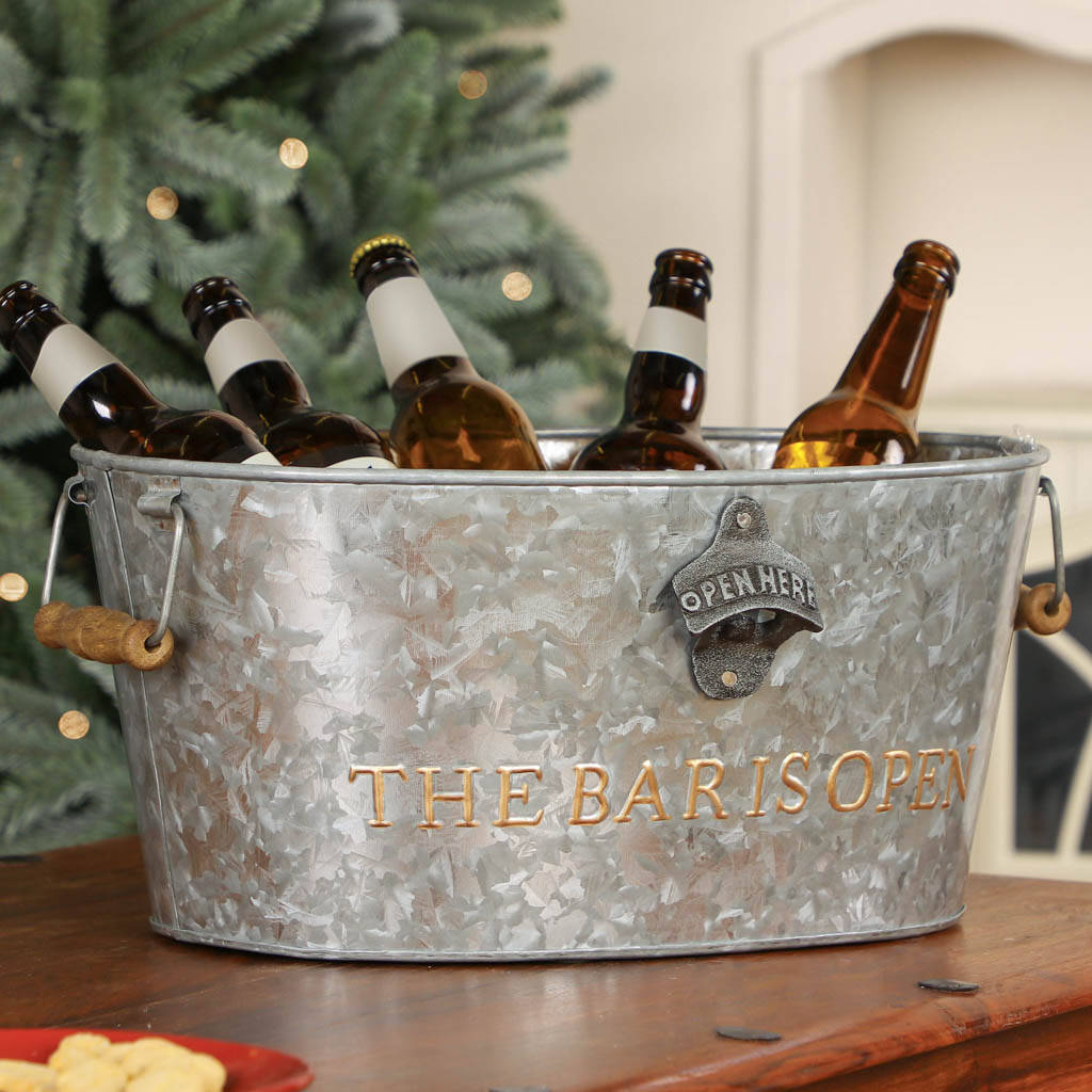 Luxury Galvanised Ice Bucket With Bottle Opener By Dibor