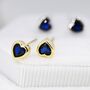 Tiny Sapphire Blue Cz Heart Stud Earrings, thumbnail 5 of 11