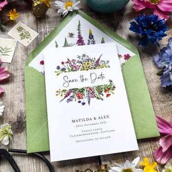 Wildflower Save The Date Cards And Envelopes, 4 of 7