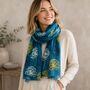 Teal Dandelion Print Lightweight Scarf, thumbnail 1 of 4