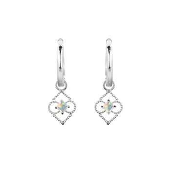 Moroccan Charm Opal Sterling Silver Huggie Hoop Earrings, 4 of 8