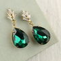 Art Deco Emerald Green Teardrop Chrysler Earrings, thumbnail 9 of 9