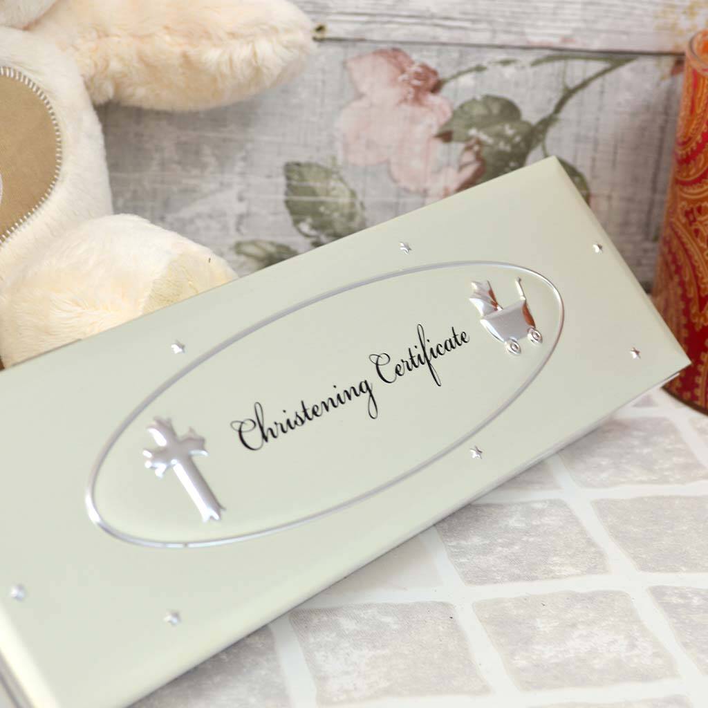 Personalised Baby's Christening Certificate Holder By