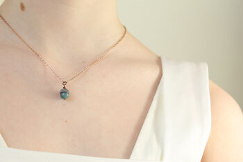 Verdigris Teal Gemstone Acorn Necklace, 9 of 12