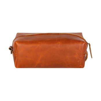 Personalised Buffalo Leather Wash Bag In Tan, 5 of 9