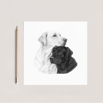 Two Labradors – Home Inspired Hand Drawn Greeting Card, 3 of 6