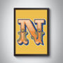 N Letter Bold Carnival Initial Art Print Circus Print, thumbnail 1 of 4