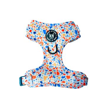 Dog Harness Puppy Harness In Orange And Blue Terrazzo, 7 of 9