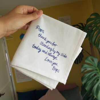 Personalised Hand Embroidered Handkerchief For Groom, 7 of 12