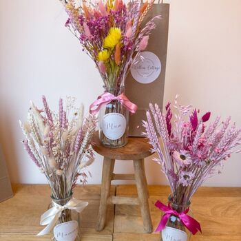 Pink Dried Flowers With Vase Christmas Gift For Mum, 4 of 5