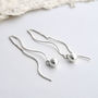 Sterling Silver Wave And Ball Threader Earrings, thumbnail 1 of 5