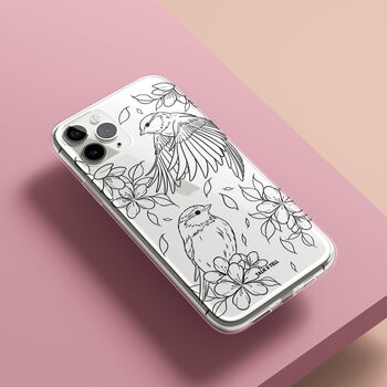 Birds Floral Black Phone Case For iPhone, 3 of 9