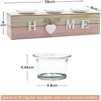 Pack Of Three Candle Holder With White Wooden Heart, 3 of 8