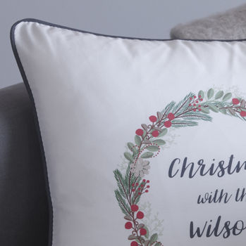 Personalised Family Wreath Christmas Cushion, 2 of 4