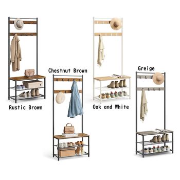 Vintage Hat Coat Rack Stand Organiser With Shoe Bench, 8 of 8