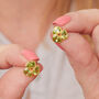 Green Peridot Teardrop Gold Plated Silver Stud Earrings, thumbnail 8 of 12