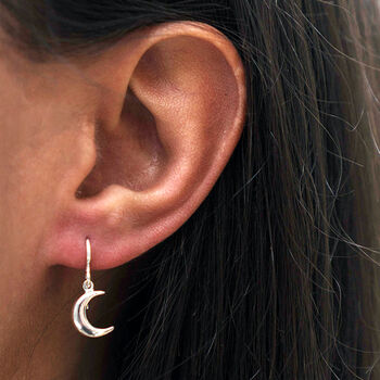 Sterling Silver Moon Drop Earrings, 2 of 5