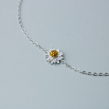 Sterling Silver Daisy Charm Anklet, 3 of 6