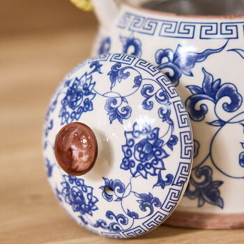 Blue Floral Ceramic Teapot With Infuser, 5 of 7