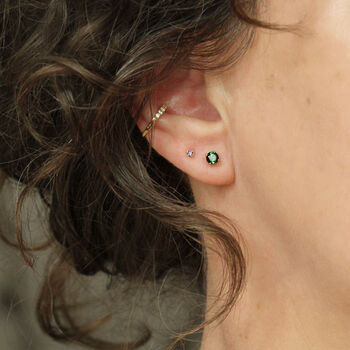 Dark Green Tourmaline Stud Earrings Silver Or Gold, 10 of 13