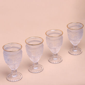 G Decor Set Of Four Dario Textured Gold Wine Glasses, 3 of 6