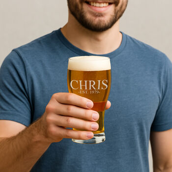 Personalised Birthday Name And Established Pint Glass, 4 of 4
