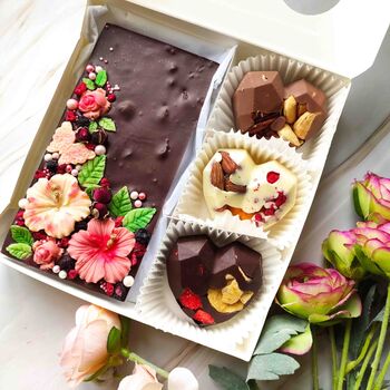 Vegan Personalised Chocolate Hibiscus Flower Gift Box, 2 of 9
