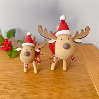 Mummy And Baby Wooden Reindeer Pair, 5 of 5