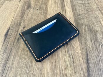 Black Leather Card Wallet, Personalised Card Holder, 9 of 12