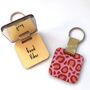 Personalised Pink Leopard Print Mirror Keyring, thumbnail 1 of 6