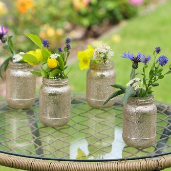 Set Of Four Glittering Gold Glass Decorative Jars, 2 of 7