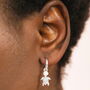 Stainless Steel Turtle And Pearl Charm Huggie Hoop Earrings, thumbnail 1 of 7