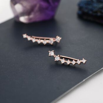 Sterling Silver Ear Crawler Earrings With Sparkly Cz Crystals, 3 of 11