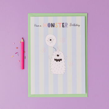 Personalised Monster Birthday Card With Stickers, 6 of 7