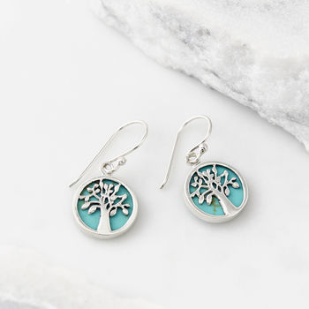 Tree Of Life Turquoise Silver Necklace And Earring Set, 4 of 8