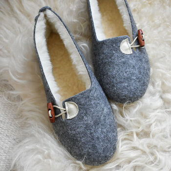 Felt Slippers With Cream Details, 7 of 8
