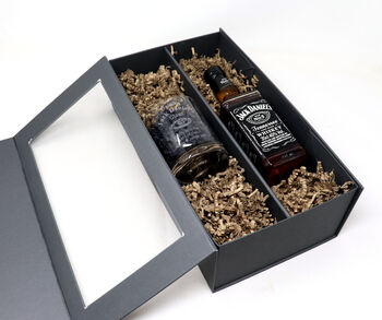 Personalised Jack Daniel's Design Glass Tumbler And 35cl Jack Daniels In Presentation Gift Box, 2 of 3