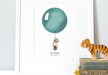Personalised Children's Teal Balloon And Fox Picture, 2 of 8