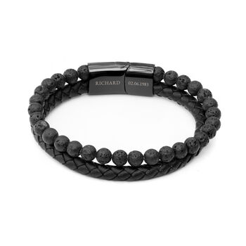 Personalised Men's Woven Duo Black Bracelet, 8 of 8