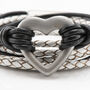 Personalised And Handmade Black And White Leather Memorial Heart Urn Bracelet, thumbnail 2 of 9