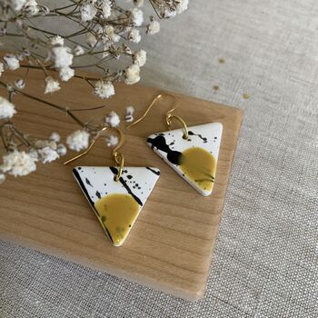 Mustard Yellow Ceramic Earrings Gold Plated, 8 of 8