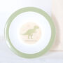 Dinosaur Green Dinner Set With Personalised Bag, thumbnail 2 of 4